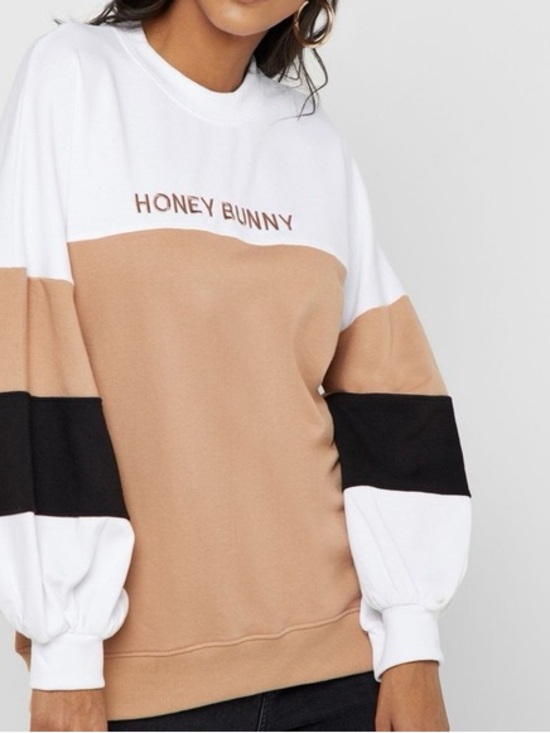 Missguided + Sweaters - (2 FOR $25) ⭐️ Honey Bunny Colorblock Sweatshirt in White, Tan & Black